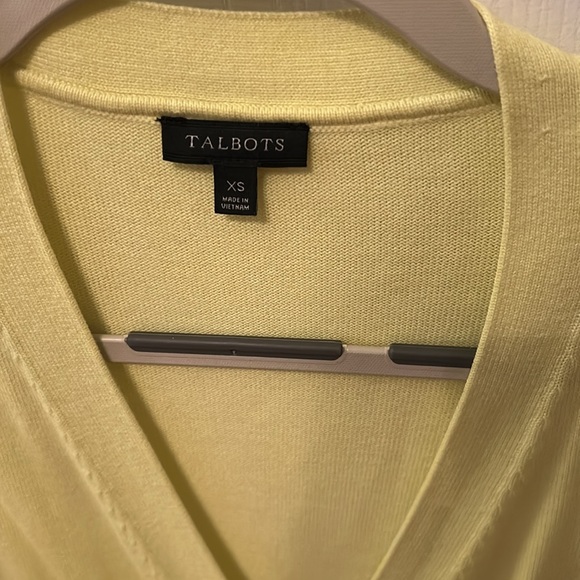Talbots Soft Yellow-Green Cardigan Sweater/Size XS/Cotton and Rayon with tee. - Picture 3 of 6